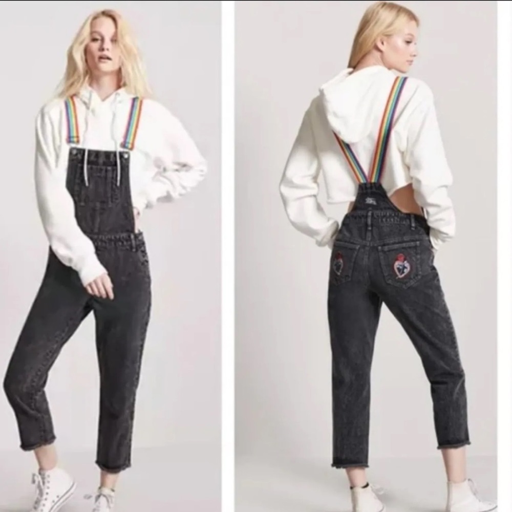 Forever 21 jumpsuit kitten x forever 21 rainbow overalls